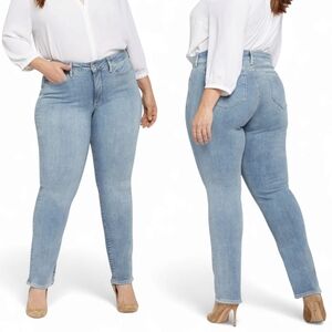NYDJ Marilyn Straight Cool Embrace Figure Flattering Blue Jeans